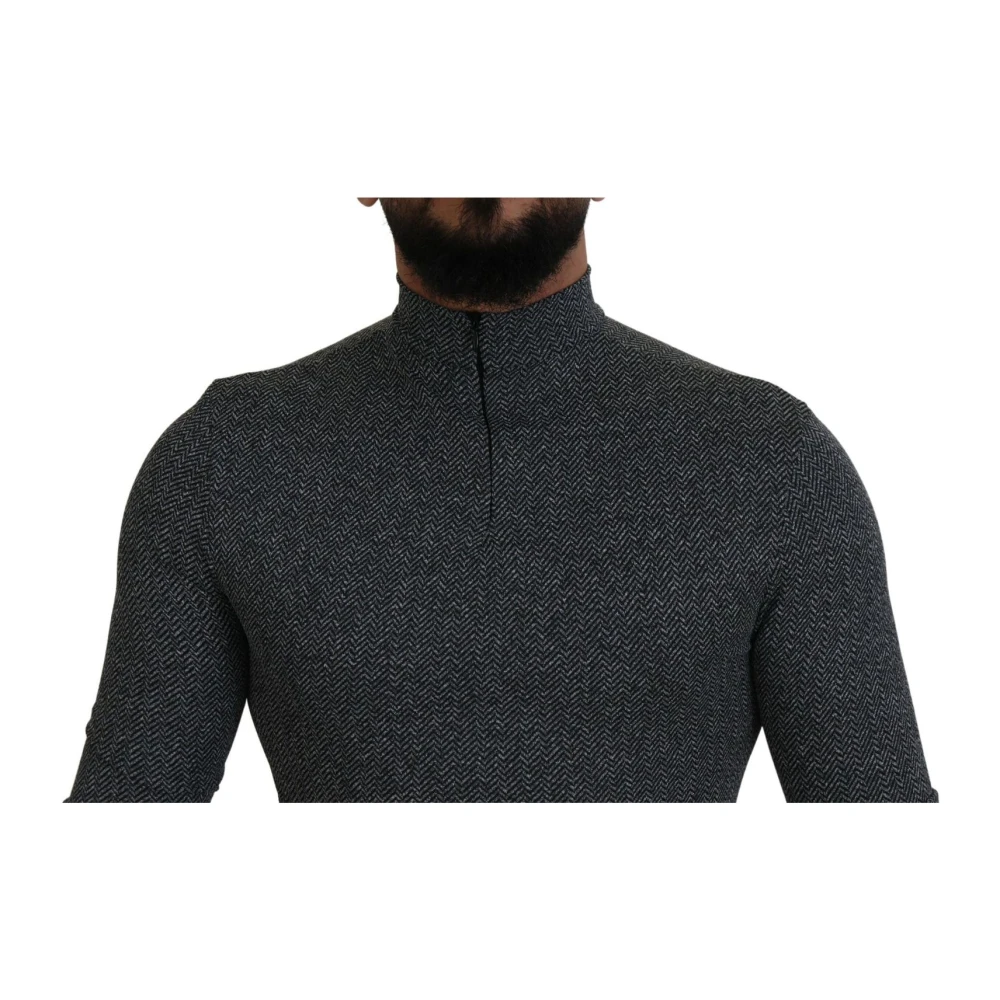 Dolce & Gabbana Donkergrijze Logo Pullover Sweater Gray Heren