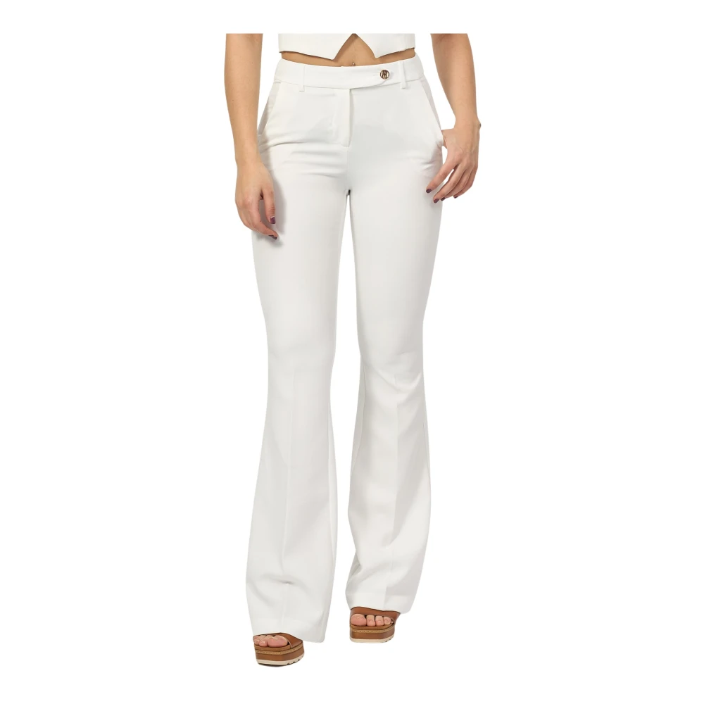 Fracomina Witte Bootcut Broek met Zakken White Dames
