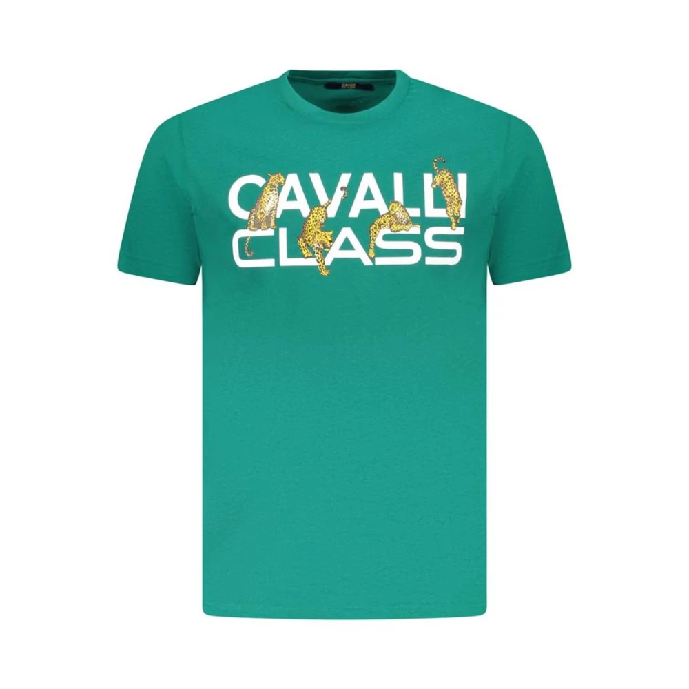 Cavalli Class Men's Green T-Shirts, M, Graphic Print T-Shirt