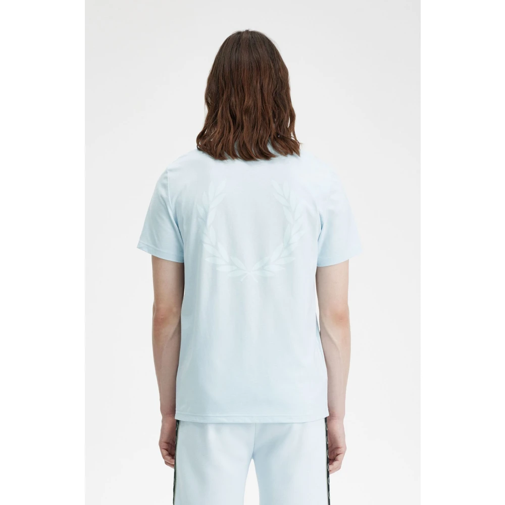 Fred Perry Katoenen Logo T-Shirt Laurierkroon Print Blue Heren