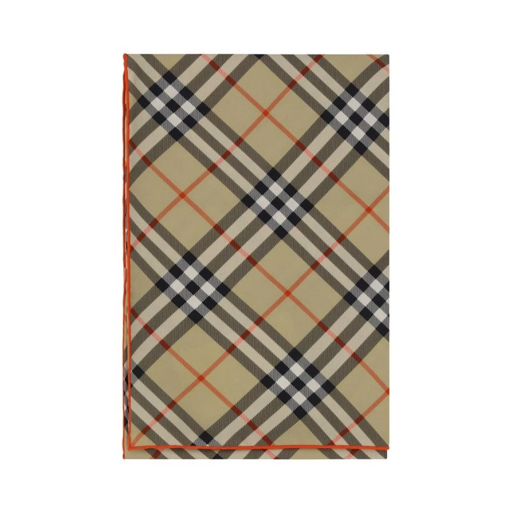 Burberry Iconische Check Zijden Sjaal met Contrasterende Zoom Beige Dames