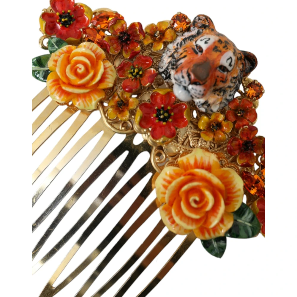 Dolce & Gabbana Leopard Bloemen Kristal Haarkam Multicolor Dames