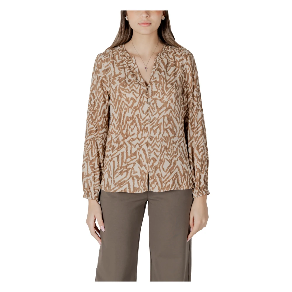Street One Luipaardprint Blouse met knoopsluiting Beige Dames