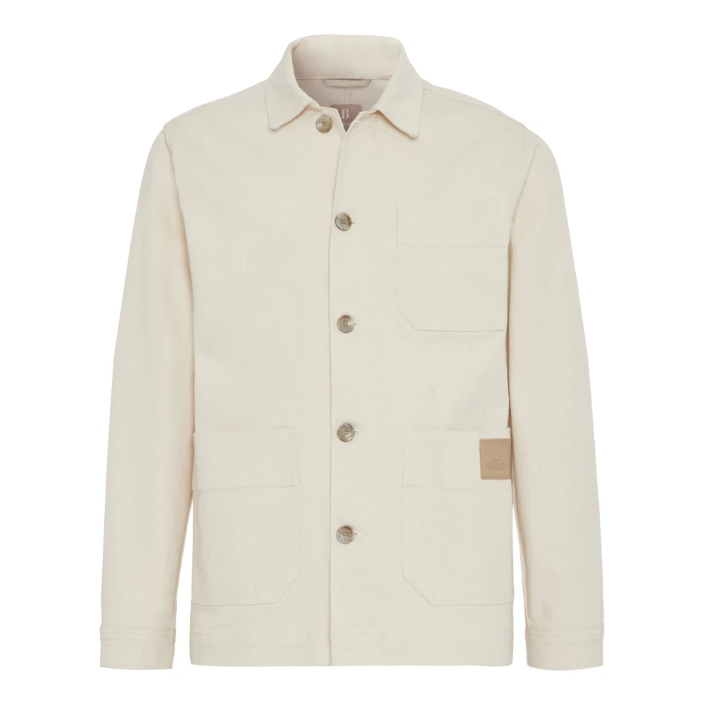 Boggi Milano Katoenen overhemdjasje Beige Heren