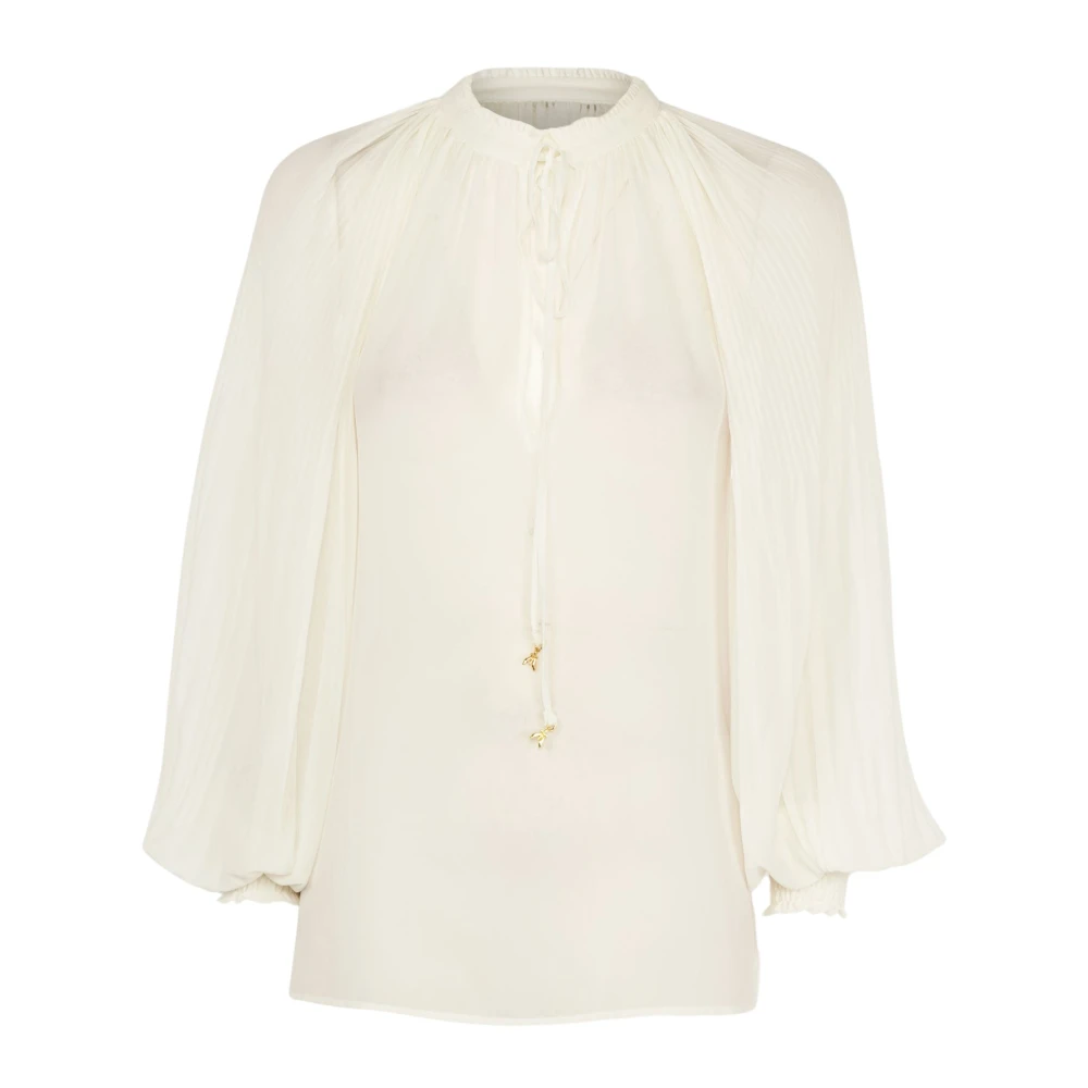 PATRIZIA PEPE Witte Lange Mouw Blouse Zomer White Dames