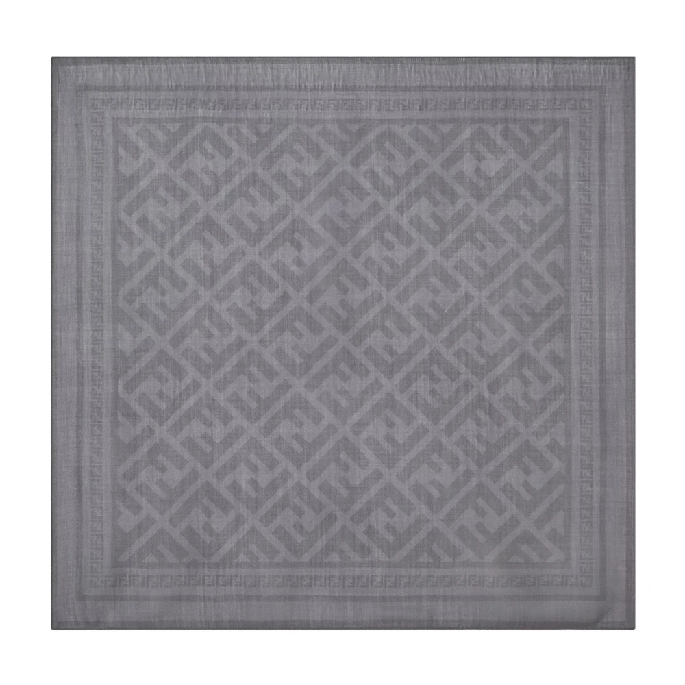 Fendi Mannelijk Grijs Accessoires Heren, One Size, Wol, Ff Pattern Sjaal
