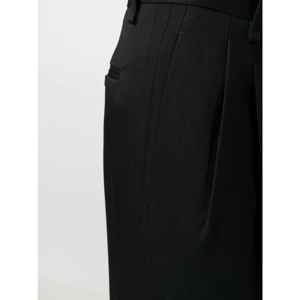 Lanvin Zwarte Wijde Pijp Broek van Wol Black Heren