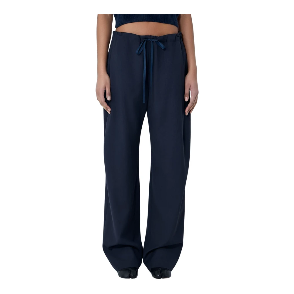 Khaite Blue Rohen Drawstring Trousers - Female - Wide Trousers - S - Trousers