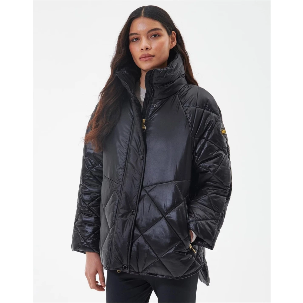 Barbour Gewatteerde Zwarte Jas met Ritssluiting Black Dames