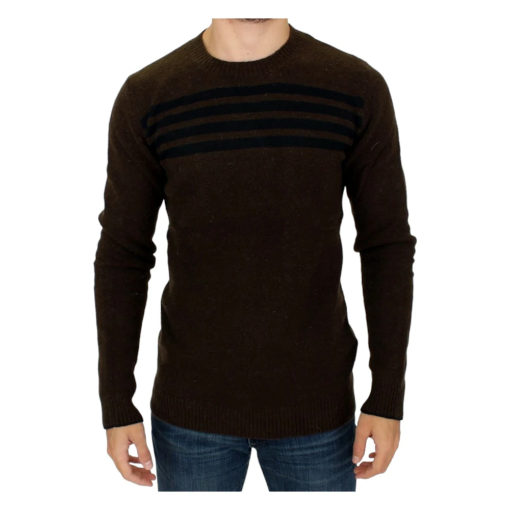 Costume National Gestreepte Pullover met Ronde Hals Brown Heren