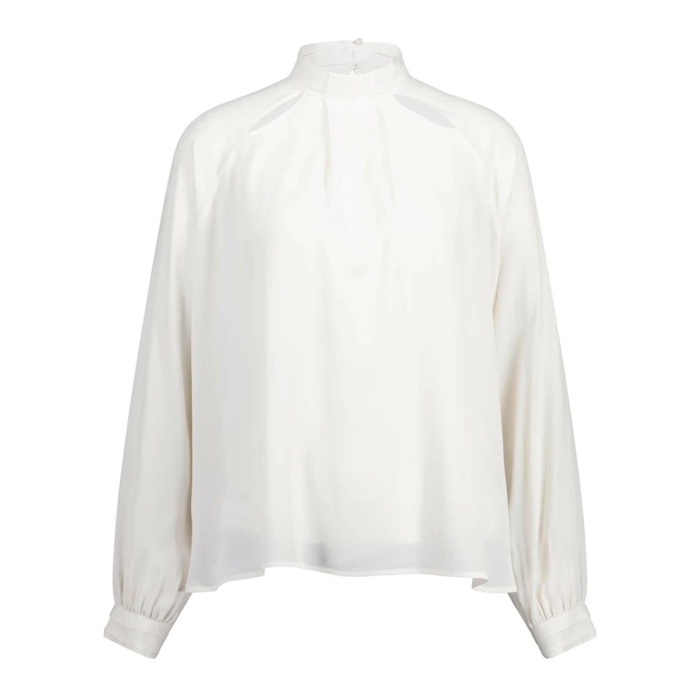 RIANI Zijdeblend Blouse met Schouderuitsparingen White Dames