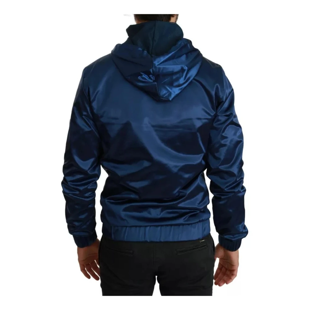 Dolce & Gabbana Blauwe Hoodie met Rits en Mesh Blue Heren