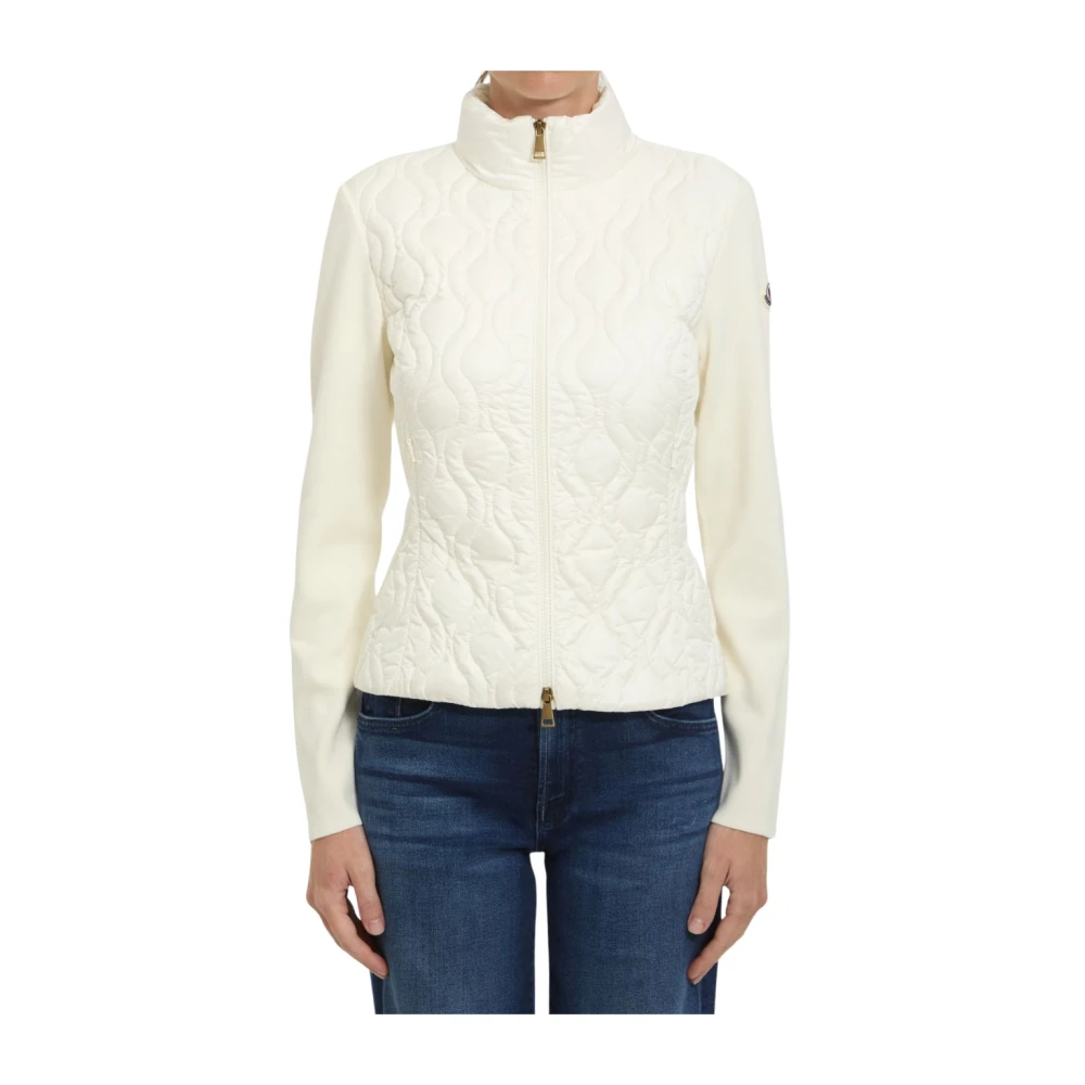 Moncler High Neck Ribbed Jumper - Female - Light Jackets - White - Xs - Jackets