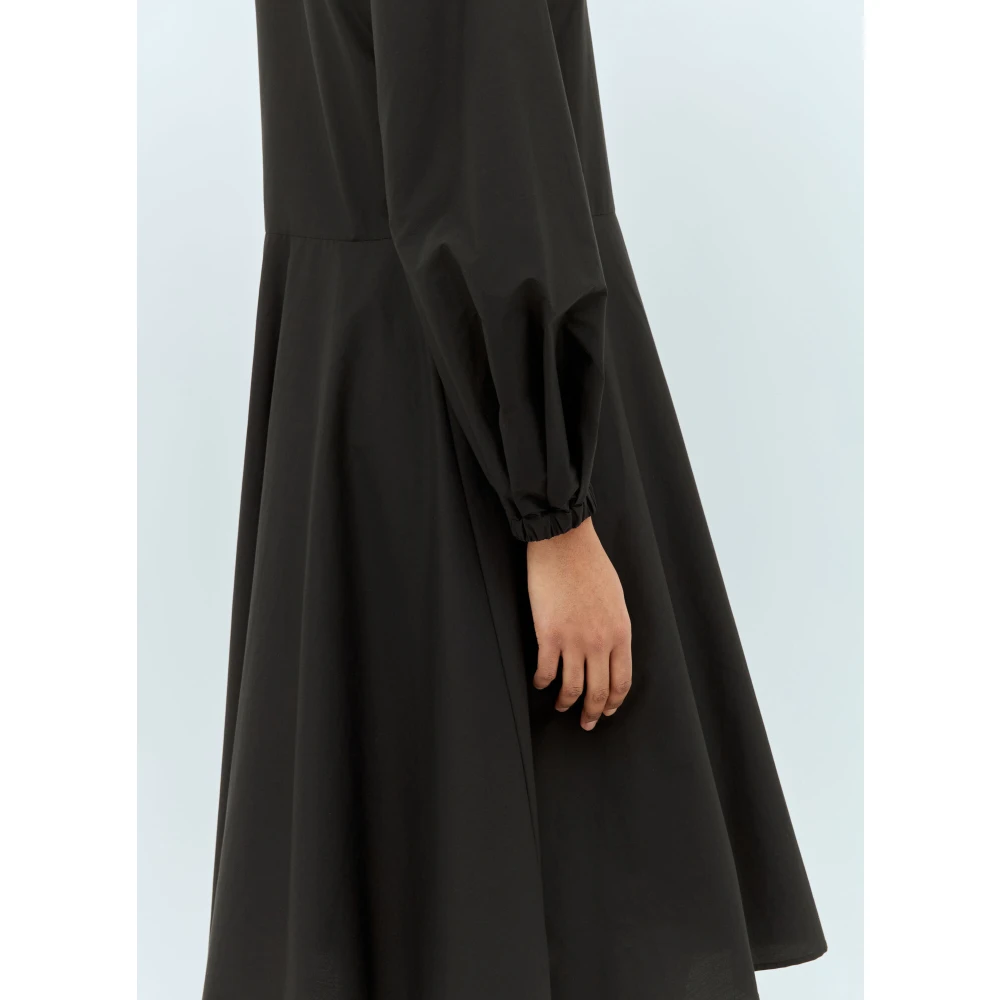 Moncler Langemouw jurk in schelppatroon met peplum Black Dames