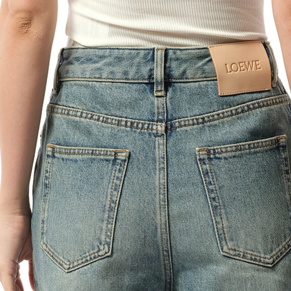 Loewe Hoge Taille Denim Jeans Blue Dames
