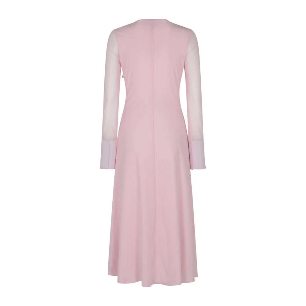 Rotate Birger Christensen Midi V-Neck Jurk Collectie Pink Dames