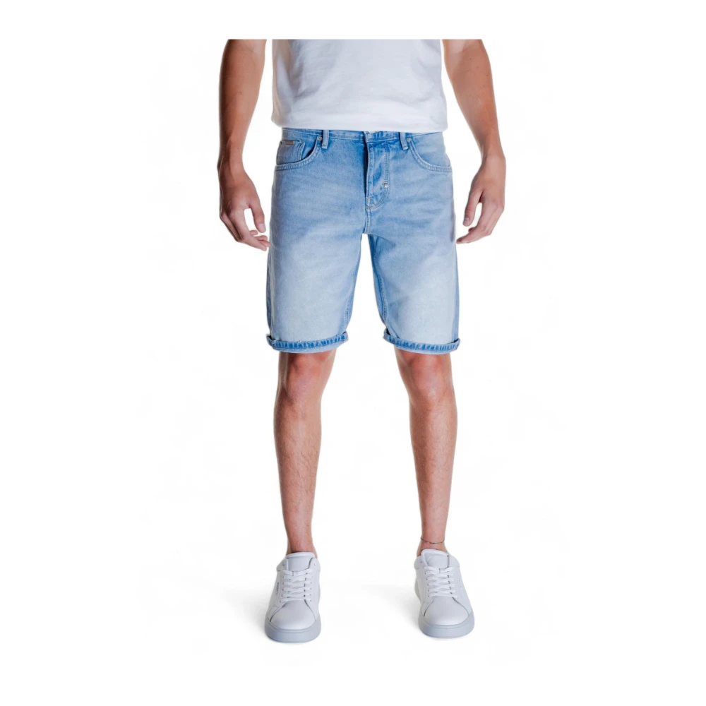 Antony Morato Blå Plain Bomull Denim Shorts