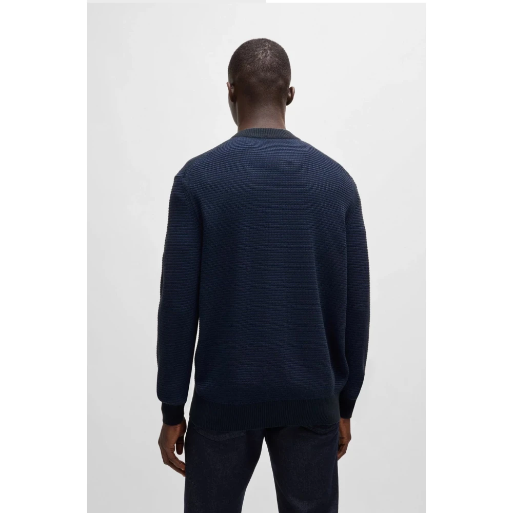 Hugo Boss Oranje Gebreide Herentrui Blue Heren