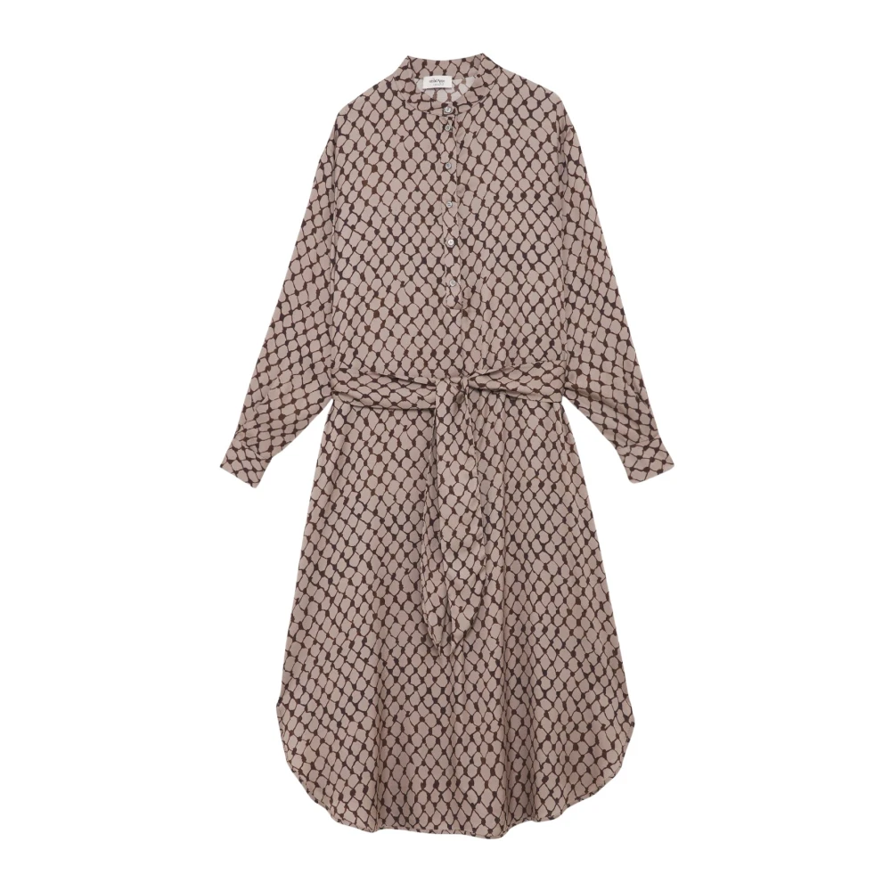 Ottod'Ame Elegante Geruit Patroon Midi Jurk Brown Dames