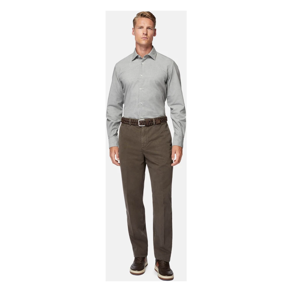 Boggi Milano Regular Fit Blauw Fluwelen Overhemd Gray Heren