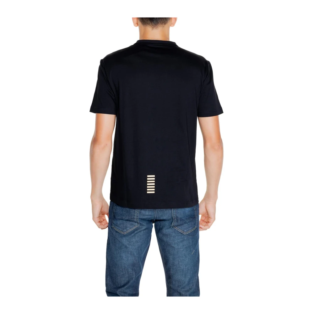 Emporio Armani EA7 Zwarte Katoenen T-shirt met Korte Mouwen Black Heren