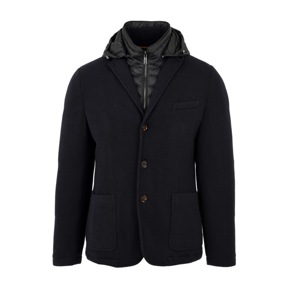 Moorer Hombre Azul Chaqueta Acolchada Con Chaleco Interior Desmontable
