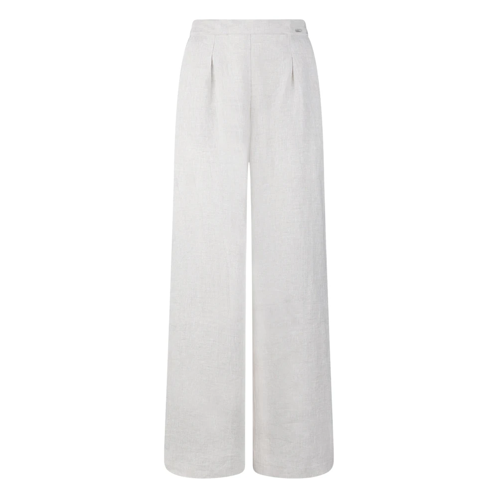 Bomboogie Donna Bianco - Pantaloni Palazzo In Lino - Trousers - L