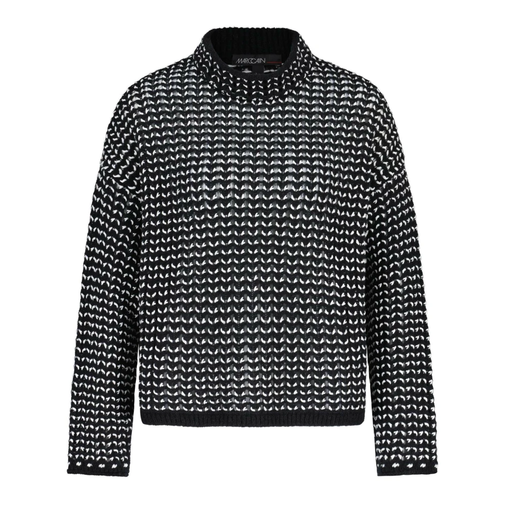 Marc Cain Alpaca Wol Trui Twee-Tinten Gebreid Black Dames