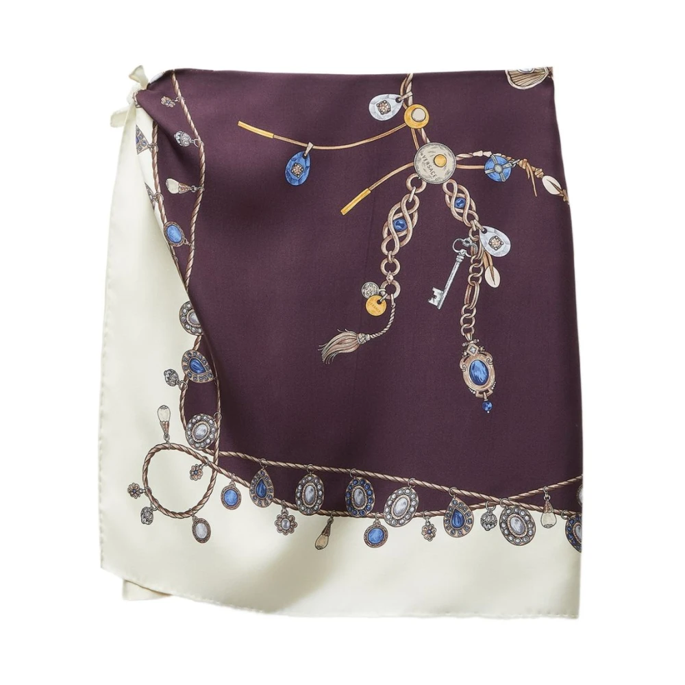 Versace Multicolor Short Skirts, Female, L, Printed Silk Twill Mini Skirt