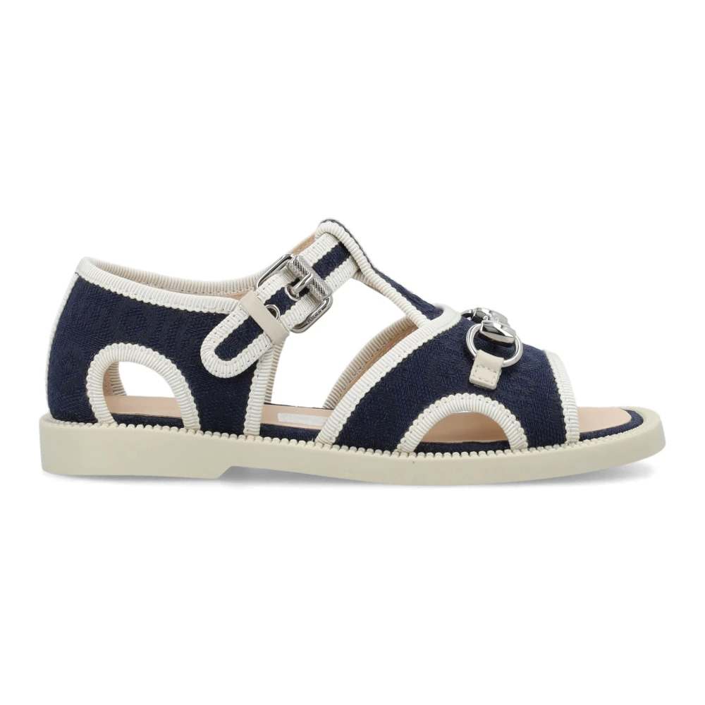 Gucci Blå Horsebit Sandaler Elegant Stil Blue, Flicka