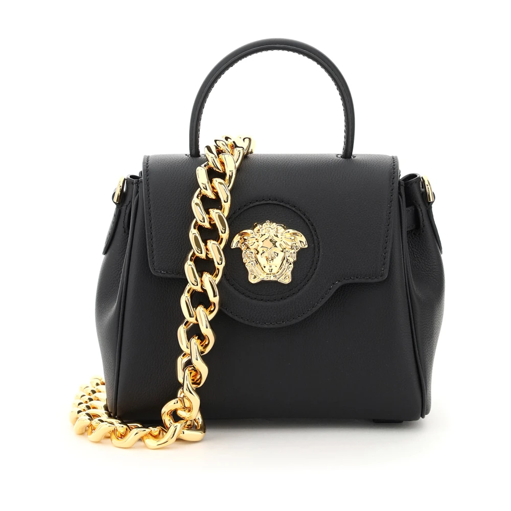 Versace Mini handtas van generfd leer met Medusa-hoofd Black Dames