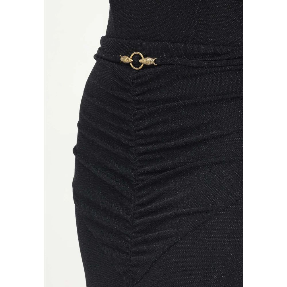 Just Cavalli Zwarte Lurex Midi Rok met Slang Detail Black Dames