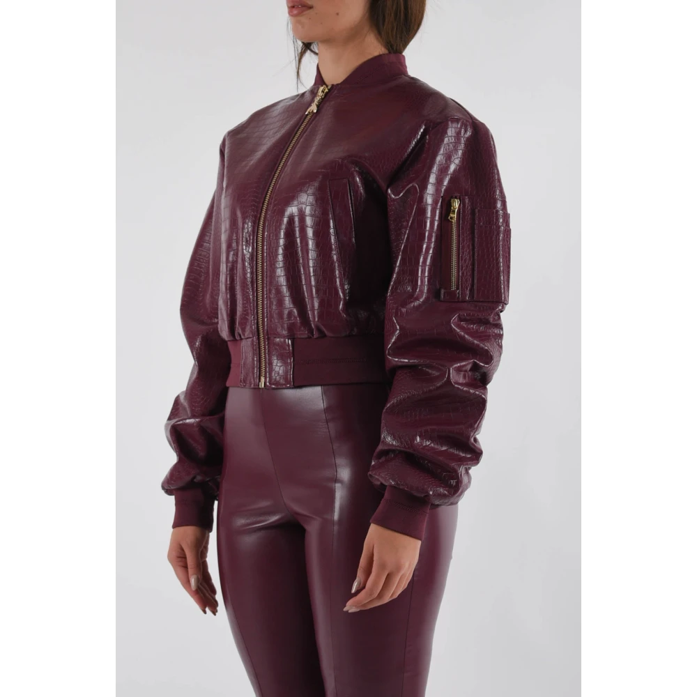 PATRIZIA PEPE Gewatteerde imitatieleren bomberjack Red Dames