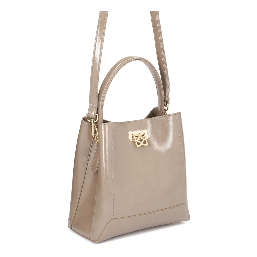 Kazar Grijze leren handtas met elegant slot Beige Dames