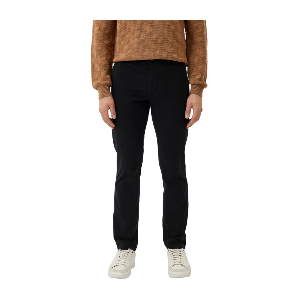 Hugo Boss Zwarte Chino Broek Katoen Elastaan Black Heren