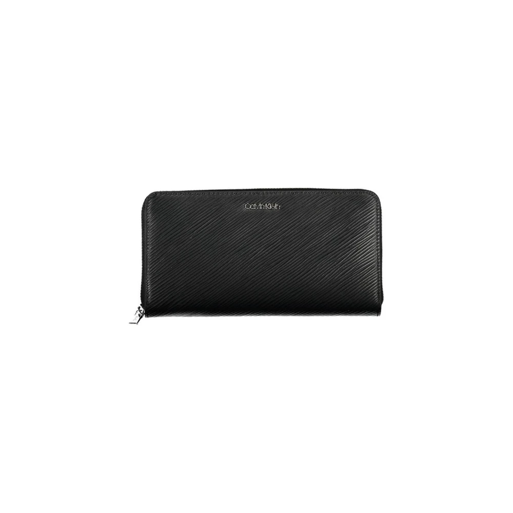 Calvin Klein Women's Black Wallets & Cardholders, One Size, Polyurethane Wallet With Multiple Compartments