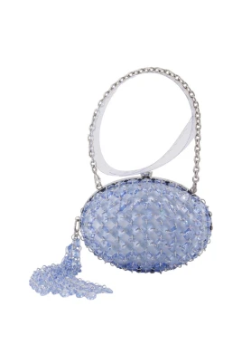 Oval Crystal Chain Clutch Bag