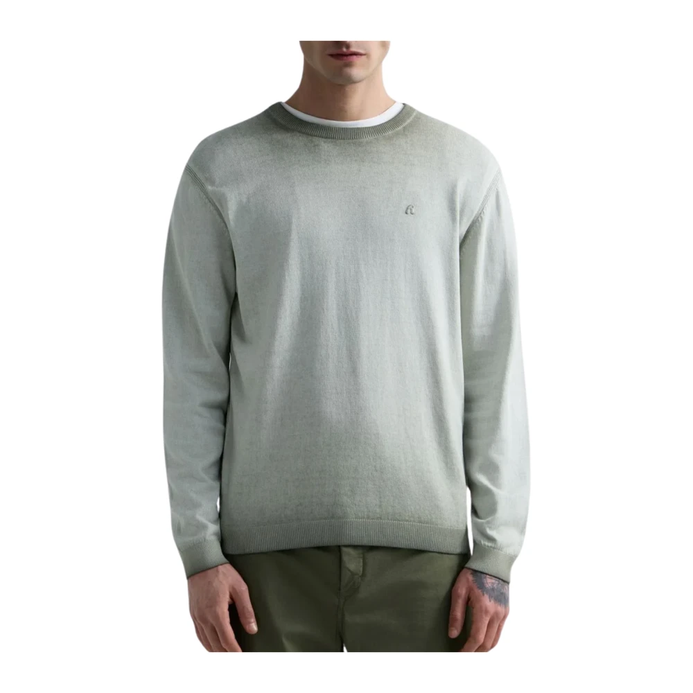 Replay Men's Green Round-Neck Knitwear, Xl, Ombré Soft Cotton Knit