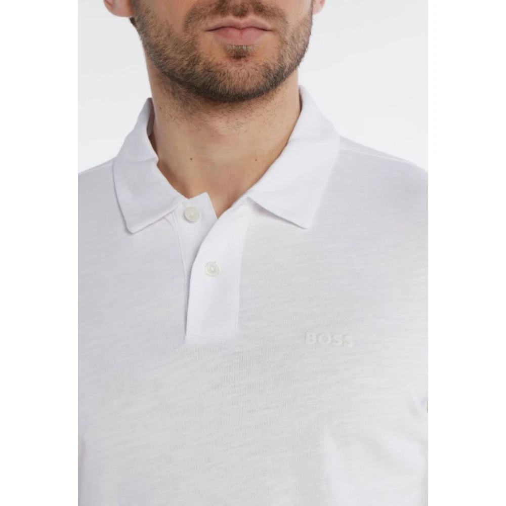 Hugo Boss Heren Slub Polo Shirt White Heren
