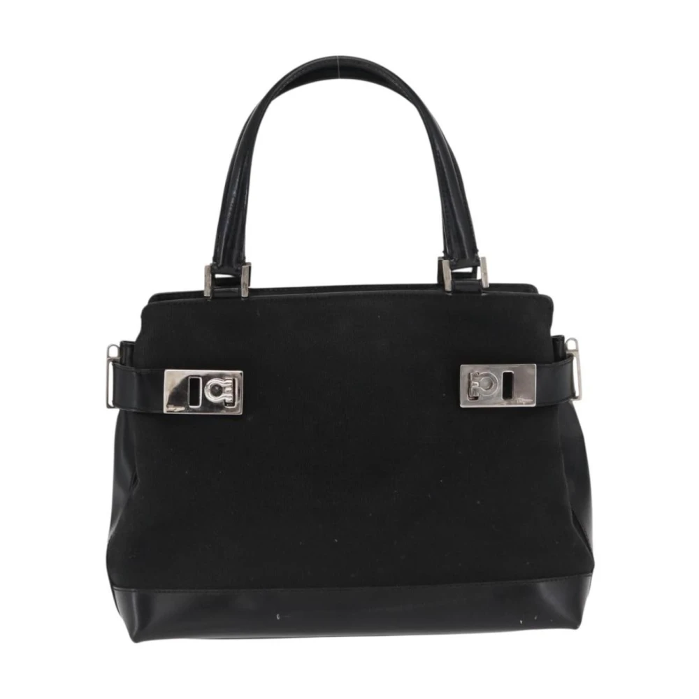 Salvatore Ferragamo Pre-Owned Women's Black Vintage Handbags, One Size, Pre-Owned Vintage Gancini Top Handle Bag