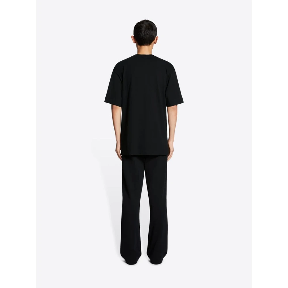 Dries Van Noten Zwarte Katoenen T-shirt met Ronde Hals Black Heren