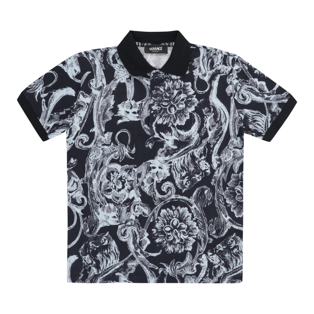 Versace Men's Blue Barocco Polo Shirt