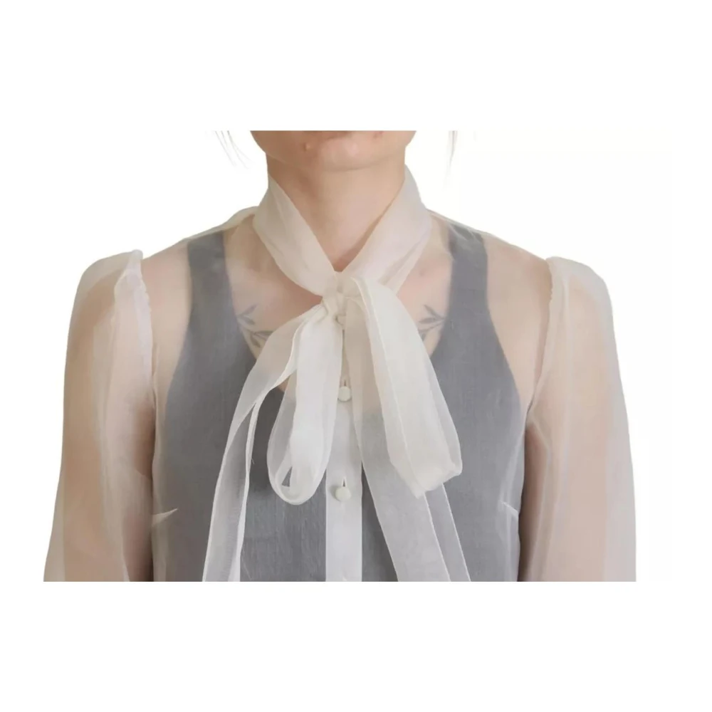 Dolce & Gabbana Blouse Top met Ascot Kraag White Dames