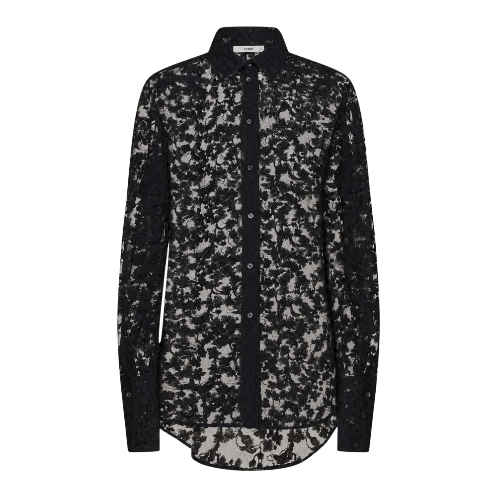 Fendi Peonia Lace Shirt - Female - Shirts - Black - Xs - Blouses & Shirts