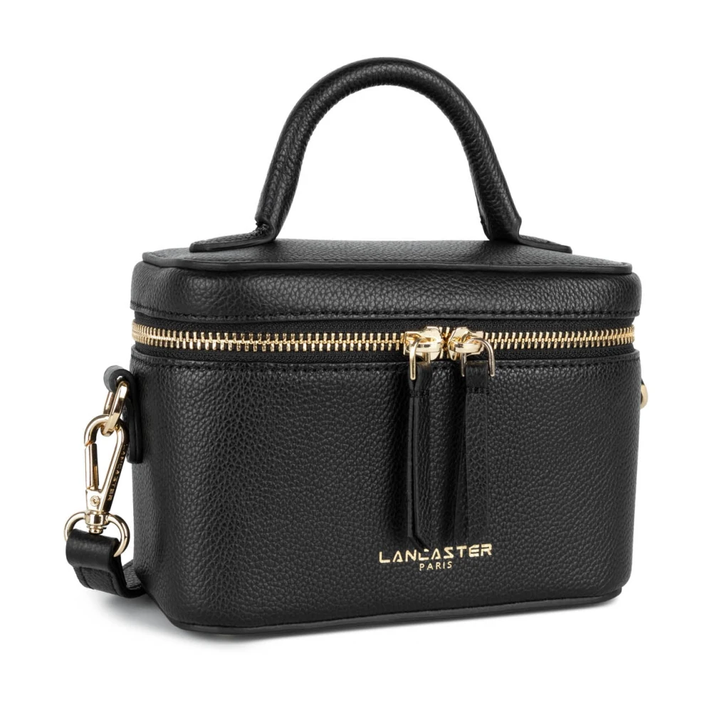 Lancaster Stijlvolle Rits Leren Vanity Tas Black Dames