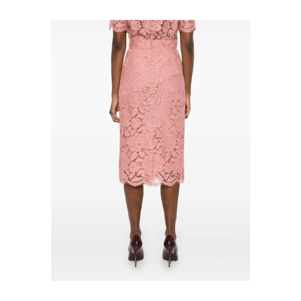 Dolce & Gabbana Flamingo Roze Rok met Schulpzoom Pink Dames