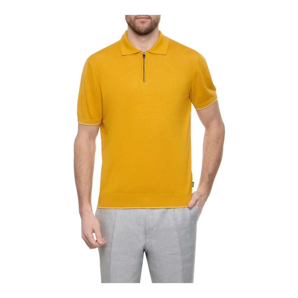 Boss Geel Polo Shirt met Rits Yellow Heren