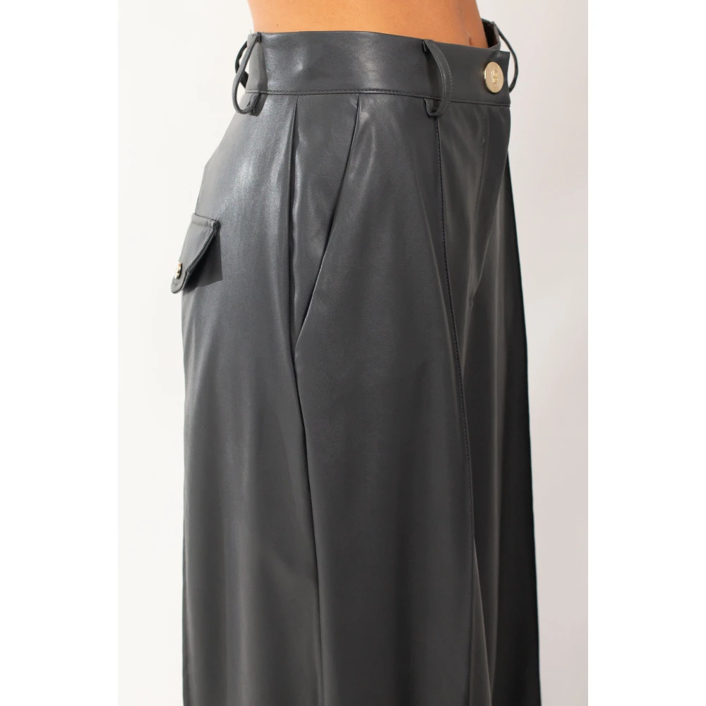 Babylon Wijde Eco-Leren Broek in Grigio Gray Dames