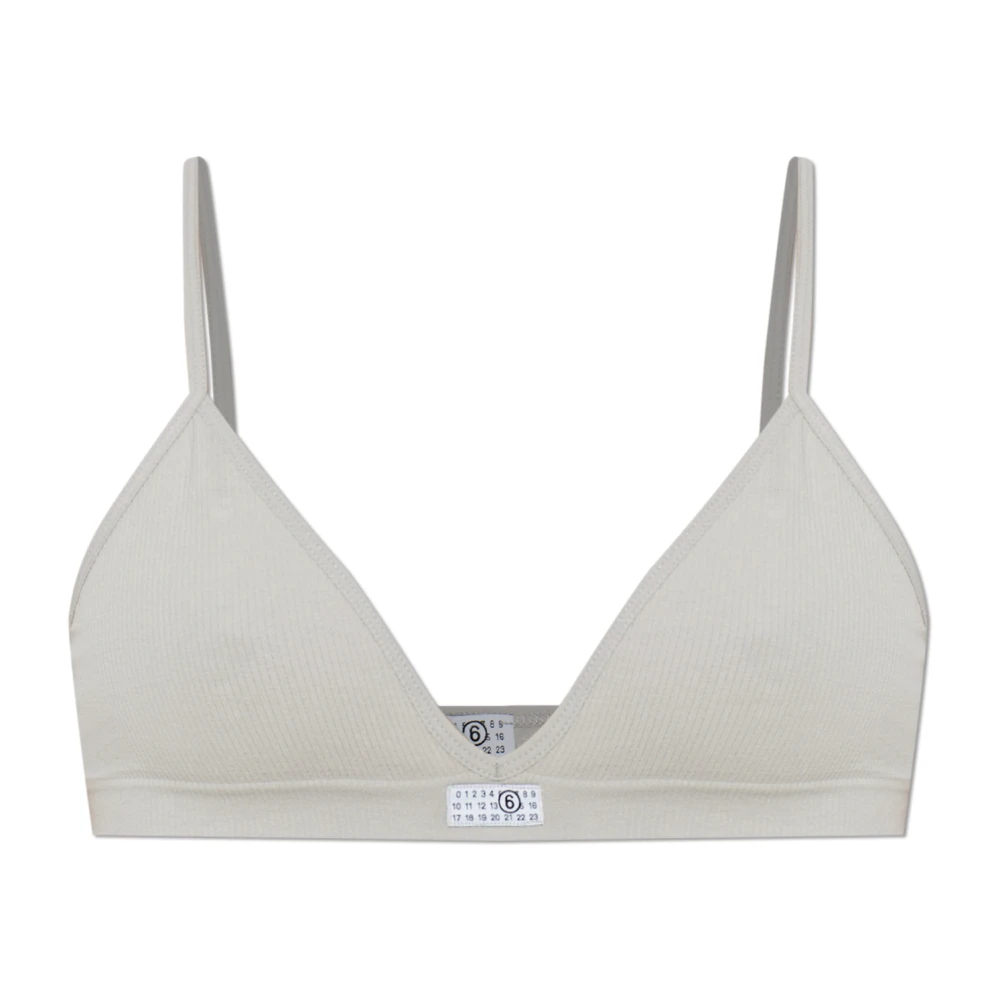 Mm6 Maison Margiela Donna Grigio Label Ribbed Bra