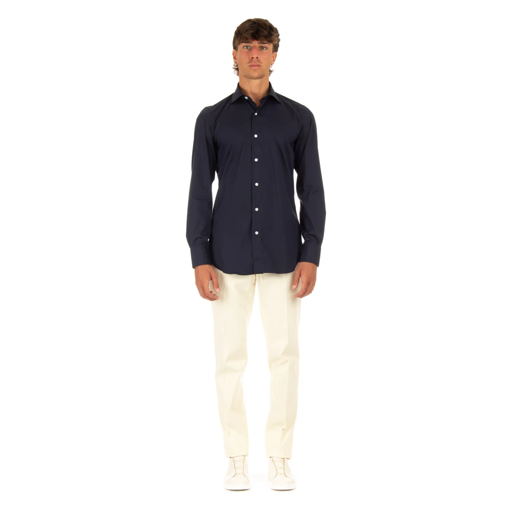 Finamore Blauwe Sartoriale Overhemden Blue Heren
